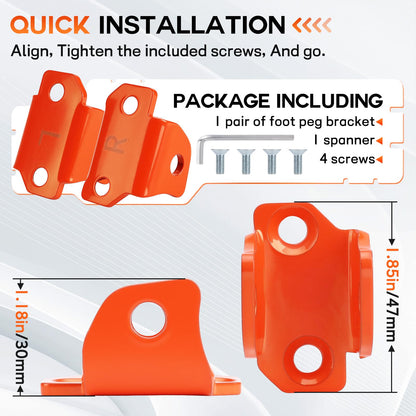 MurDvll Electric Dirt Bike Foot Pegs Bracket Holder Compatible with Tuttio Soleil 01, Stainless Steel Footpegs Mount Footrest Bracket for tutti soleil 01 Accessories (Orange)