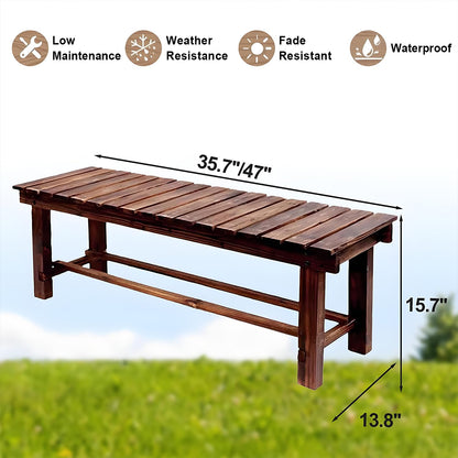 YangAera 47.2'' Outdoor Garden Benches Weatherproof Patio Bench Two-Person Seat Backless Bench Wood Bench with Slatted High Temperature Bench for Front Porch Backyard (Upgraded to Prevent Fading)