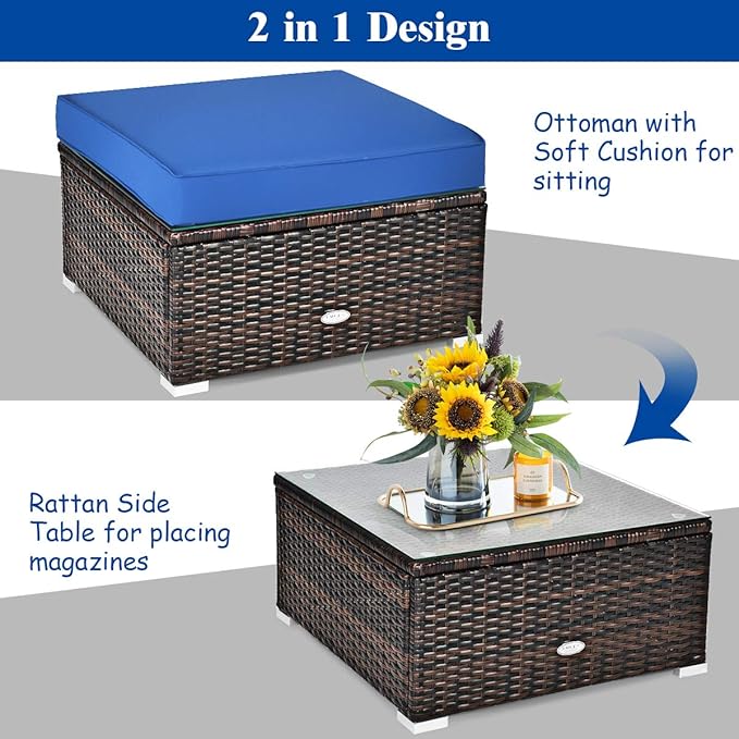 Tangkula 6 Pieces Wicker Patio Furniture Set, PE Rattan Outdoor Sectional