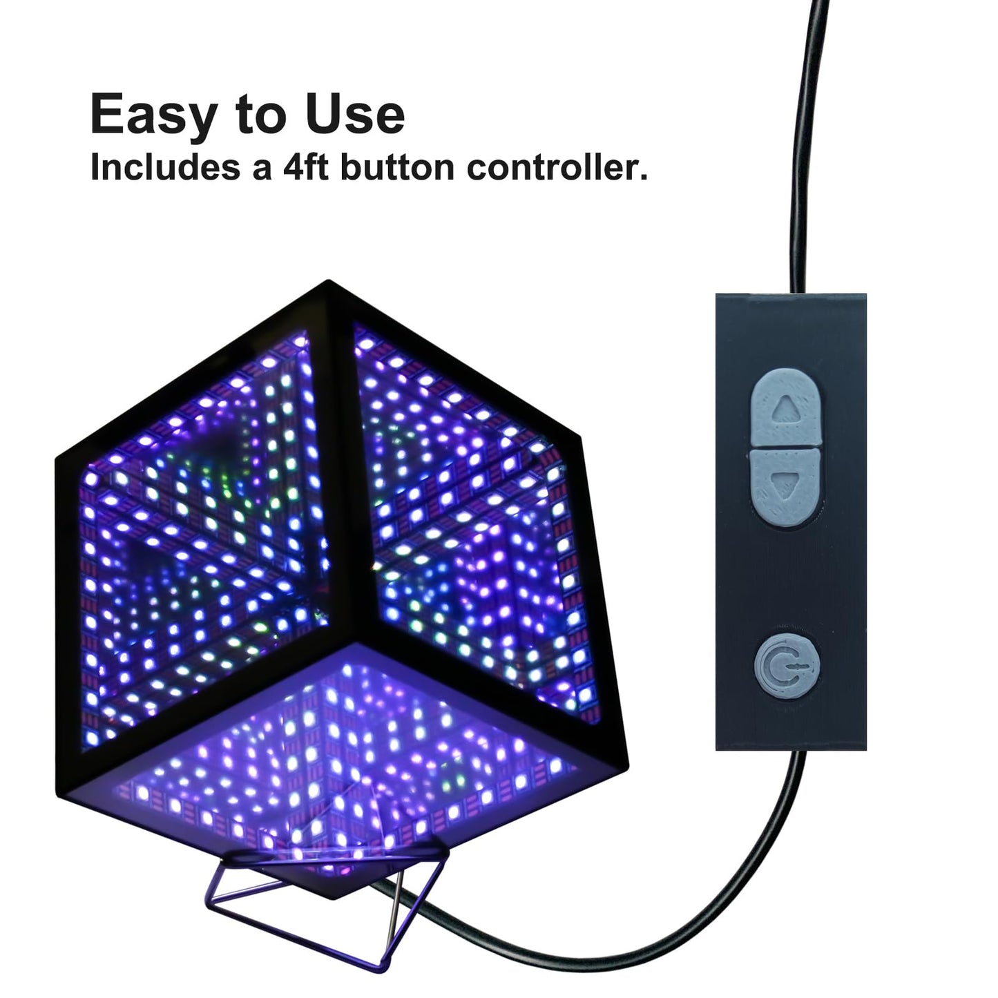 Heepulor Infinity Mirror Hyper Cube Table Lamp, Desk Art Night Light, Color-Changing Music-Sync APP-Controlled Ambient Light for Gaming, Party, Home, Gift (4Inchs Without APP)