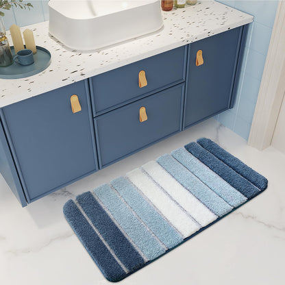 DEXI Bath Mat 40 x 60 cm, Extra Soft Absorbent Microfiber, Non-Slip Washable Rugs for Shower Floor, Bathmat Bathroom Accessories Decor, Blue