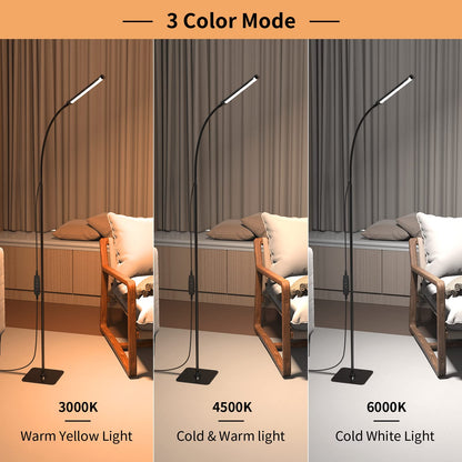 iFalarila Floor Lamp, 120 LED 10 W, Standing Lamp with 3 Colours and 10 Brightnesses, Flexible Gooseneck Floor Lamp for Living Room/Bedroom/Office