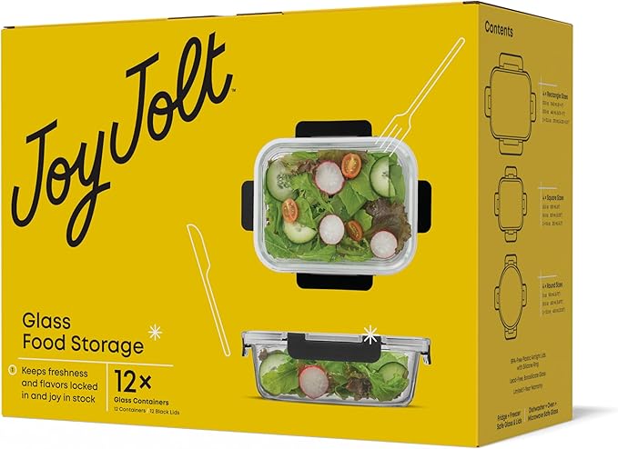 JoyJolt 24pc Borosilicate Glass Storage Containers