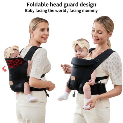 vrbabies Baby Carrier from Newborn, Ice Silk Baby Sling with Adjustable Belt & 3D Breathable Mesh, Face-in and Face-Out Front and Back Carry for Newborns and Older Babies 4-15kg Bl-Belt