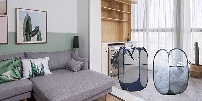 2 Pack Mesh Laundry Hampers, Pop Up Laundry Baskets, Collapsible Clothes