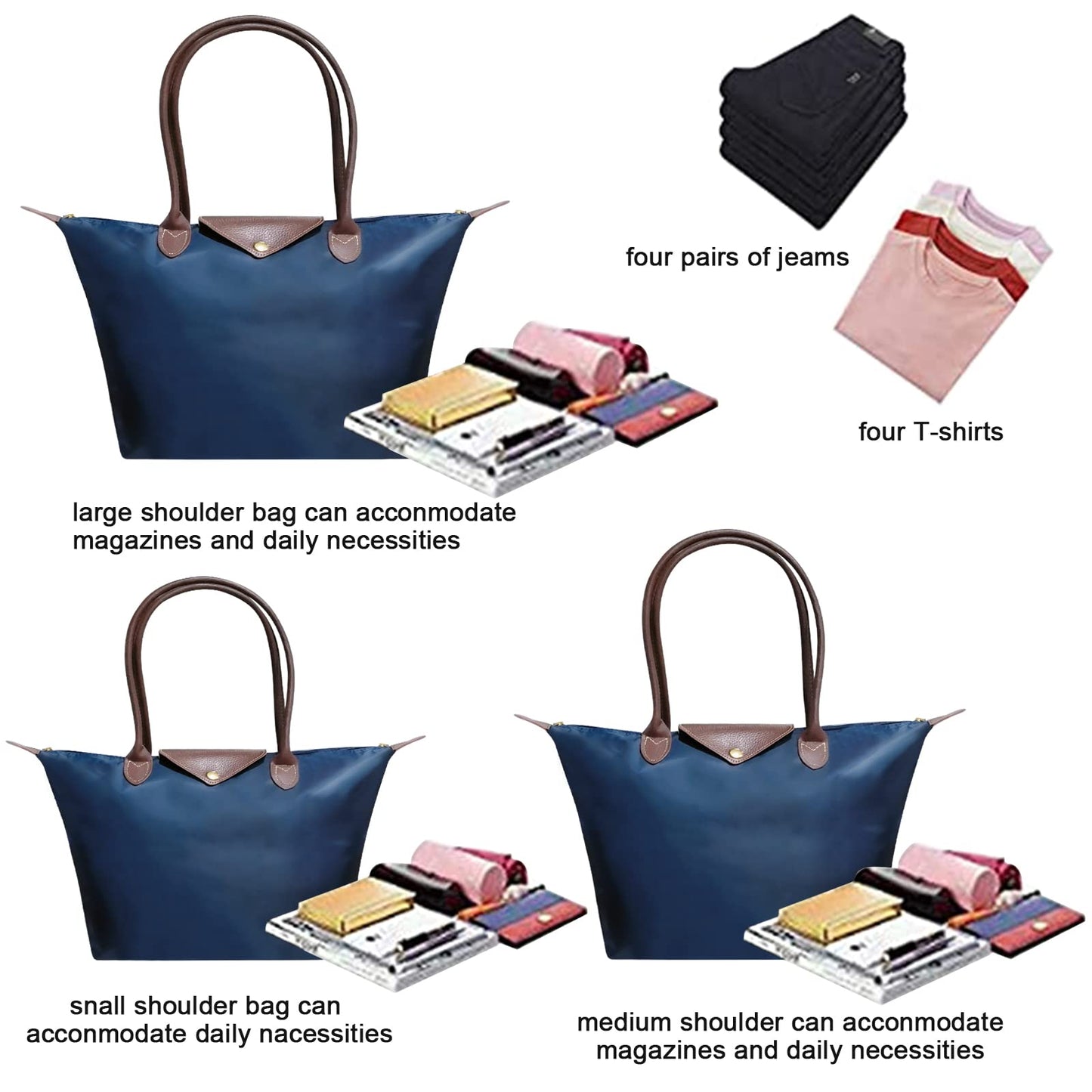 ARIEL-GXR Women's Tote Bag,Large Capacity Shoulder Handbags for Ladies,Tote Shopping Bag with Zip and Top Handle Waterproof Crossbody Schoolbag for Work,Travel,School,Office (bule, L)