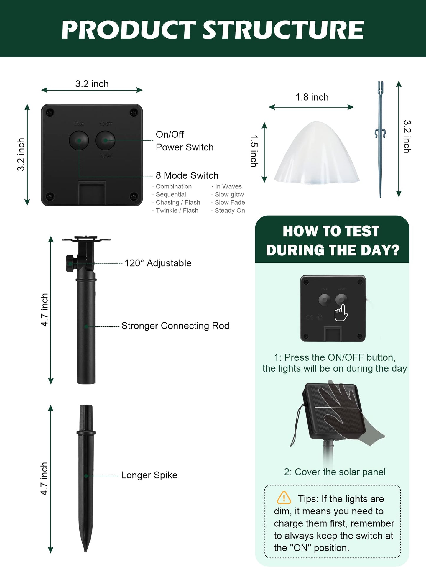 Solar Mushroom Garden Lights for Outside, 20 LED 32.8FT Solar Pathway Lights Outdoor Waterproof for Fence with 8 Lighting Modes for Patio Yard Decorative