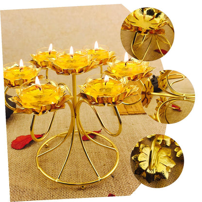 Lurrose Metal Lotus Shaped Tealight Candle Holder Alloy Heat-Resistant Candle Stand Not Easy to Deform for Bedroom and Living Room Furniture Decoration