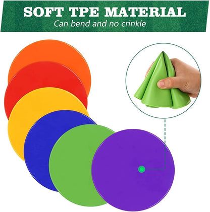 DODOLOOK 8 Inch Poly Vinyl Spot Markers, Non Slip Rubber Agility Markers Flat Field Cones Floor Dots,for Exercise Drills, Sports, Speed Agility Training -12 Pcs