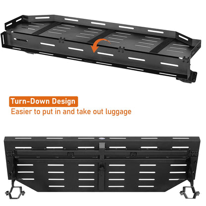 Hooke Road JLU Trunk Upper Cargo Basket Rack Tray for 2018-2026 Jeep Wrangler JL Unlimited 4-Door Hardtop, Interior Storage Platform Luggage Carrier Shelf