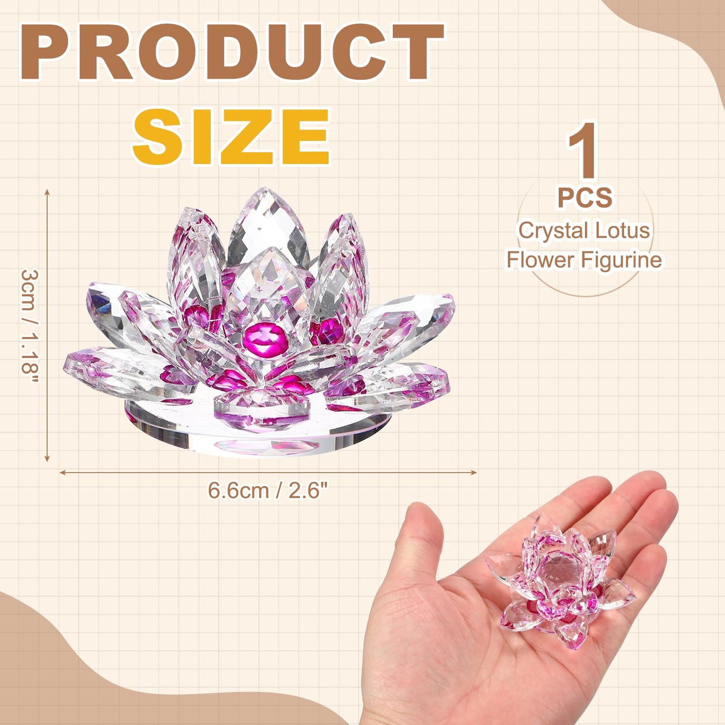 uxcell Crystal Lotus Flower Figurine 2.6"x2.6" Decorative Lotus Flower Ornament Clear Lotus Figurine for Home Office Tabletop Centerpieces, Purple