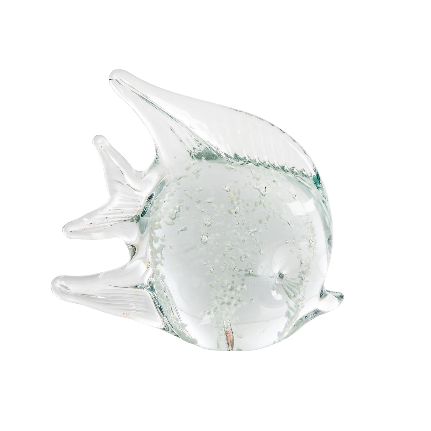 Beachcombers Large Luminous Glass Fish Figurine, 6.75-Inch, Clear