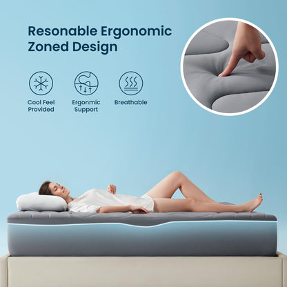 Sleep Zone Cooling Mattress Pad Twin, Support Mattress Topper, Breathable and Soft Mattress Protector, Deep Pocket Bed Cover, Machine Washable (Dark Grey, Twin)