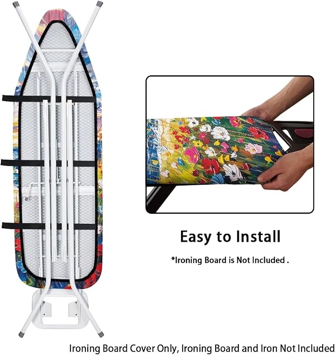 Floral Print Ironing Board Cover and Pad, Stretch Standard Size Thick Padding