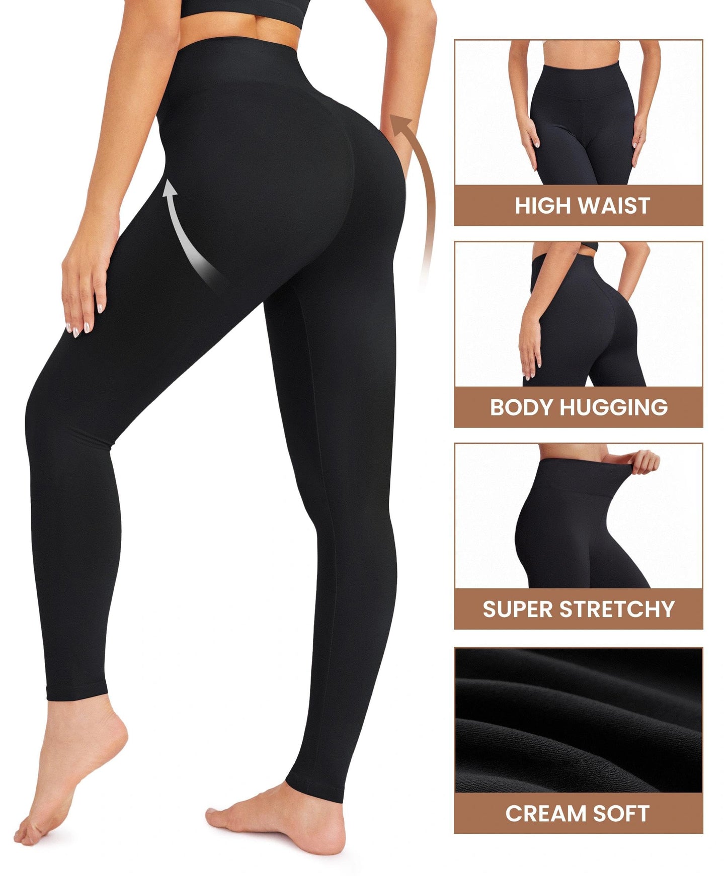 VALANDY Creamlush 3 Pack Leggings for Women High Waisted Tummy Control Leggings Buttery Soft Yoga Pants（S-3XL）