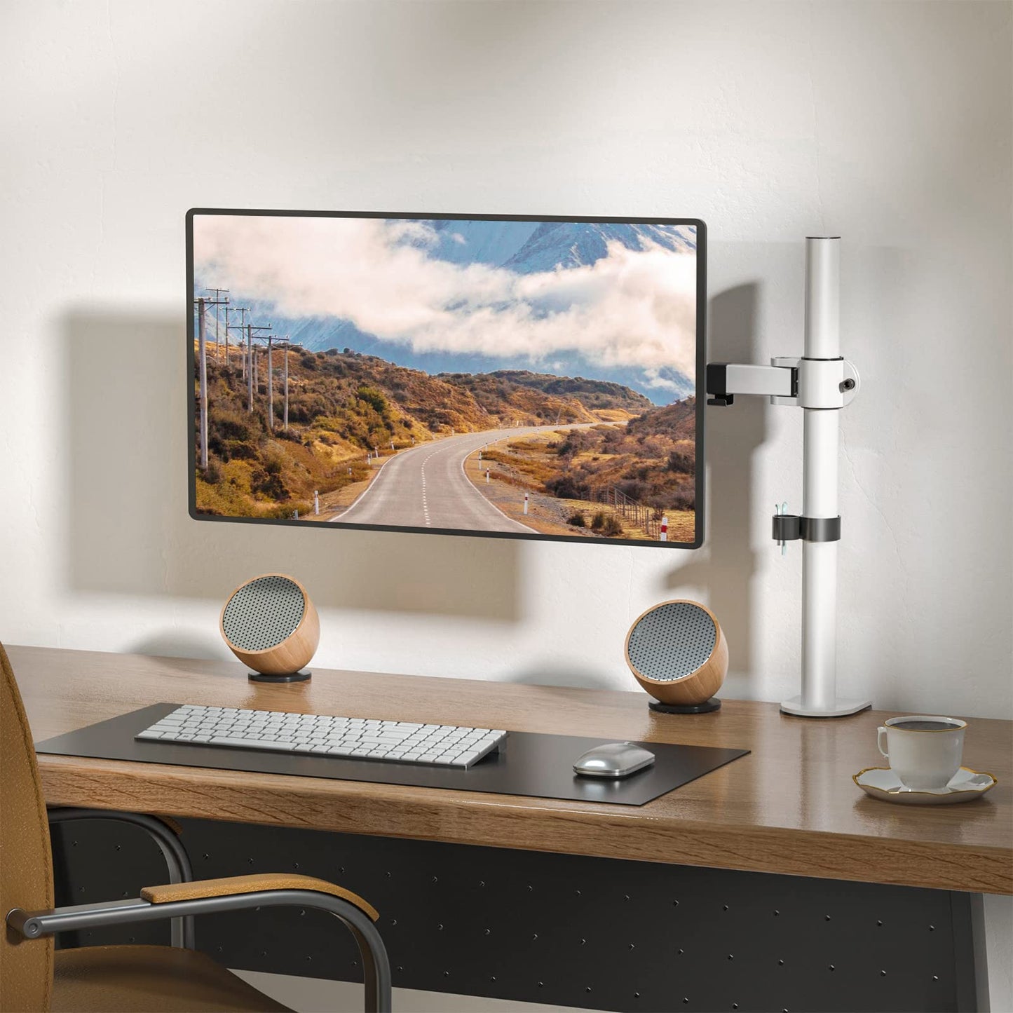 WALI Monitor Arm Mount for Desk, Single Extra Tall Computer Desk Mount, Monitor Bracket Mount Stand Single, up to 32 inch, 22 lbs (M001XL), Black