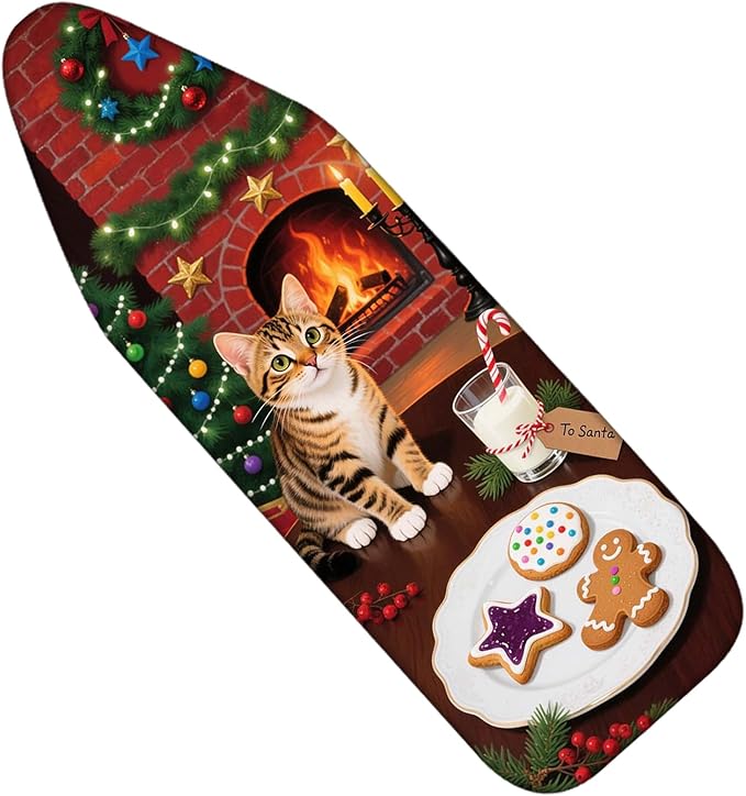 Nuxovilar Ironing Board Covers Winter Cat by Fireplace Pattern Polyester 15x54