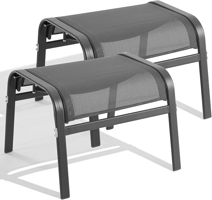 ONBRILL Outdoor Ottoman Set of 2, All Weather Outdoor Foot Stool