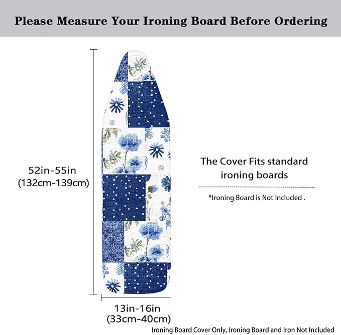 Sprowallow Flowers Ironing Board Cover Standard Size Scorch Resistant Padding