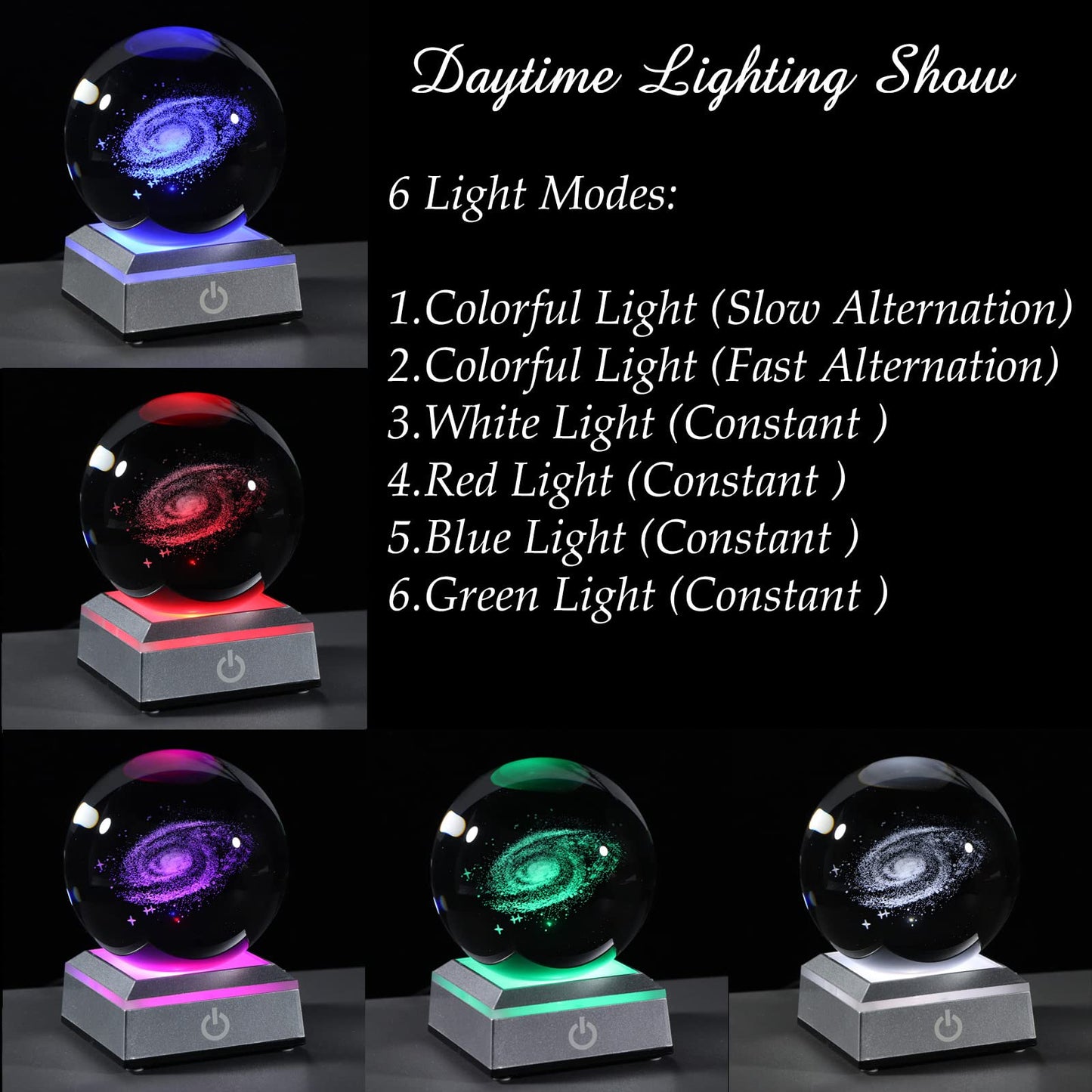 Qianwei 3D Galaxy Crystal Ball Space Astronomy Science Gift Room Decor Lamp