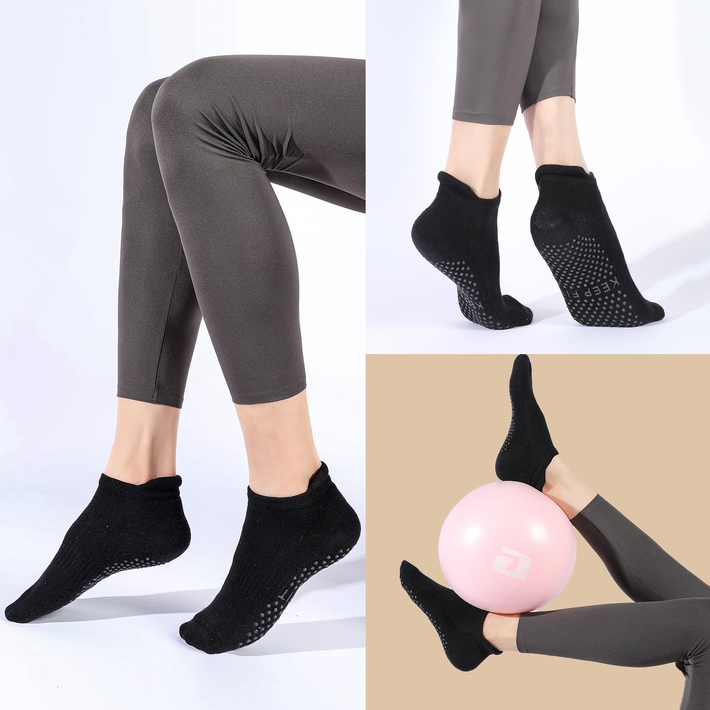 Grip Pilates Socks Non Slip Athletic Yoga Socks with Grips for Women Grippy socks for Hospital Workout Barre