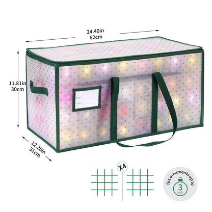 BIEBOS Portable Waterproof Christmas Ornament Storage Box, Large Capacity 128 Slots for 3-Inch Ornaments, Double-Sided Trays with Durable Zippers