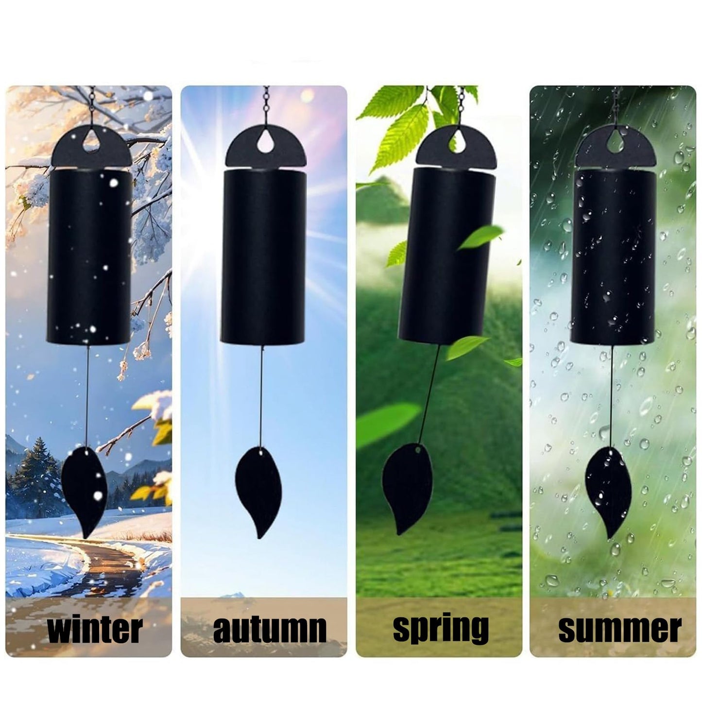 urmetimern Wind Chimes for Outside Deep Tone Large Metal Cylinder Memorial Wind Chime Unique Serenity Bell with Deep Resonance for Garden Patio Yard Porch Outdoor Decor, Black