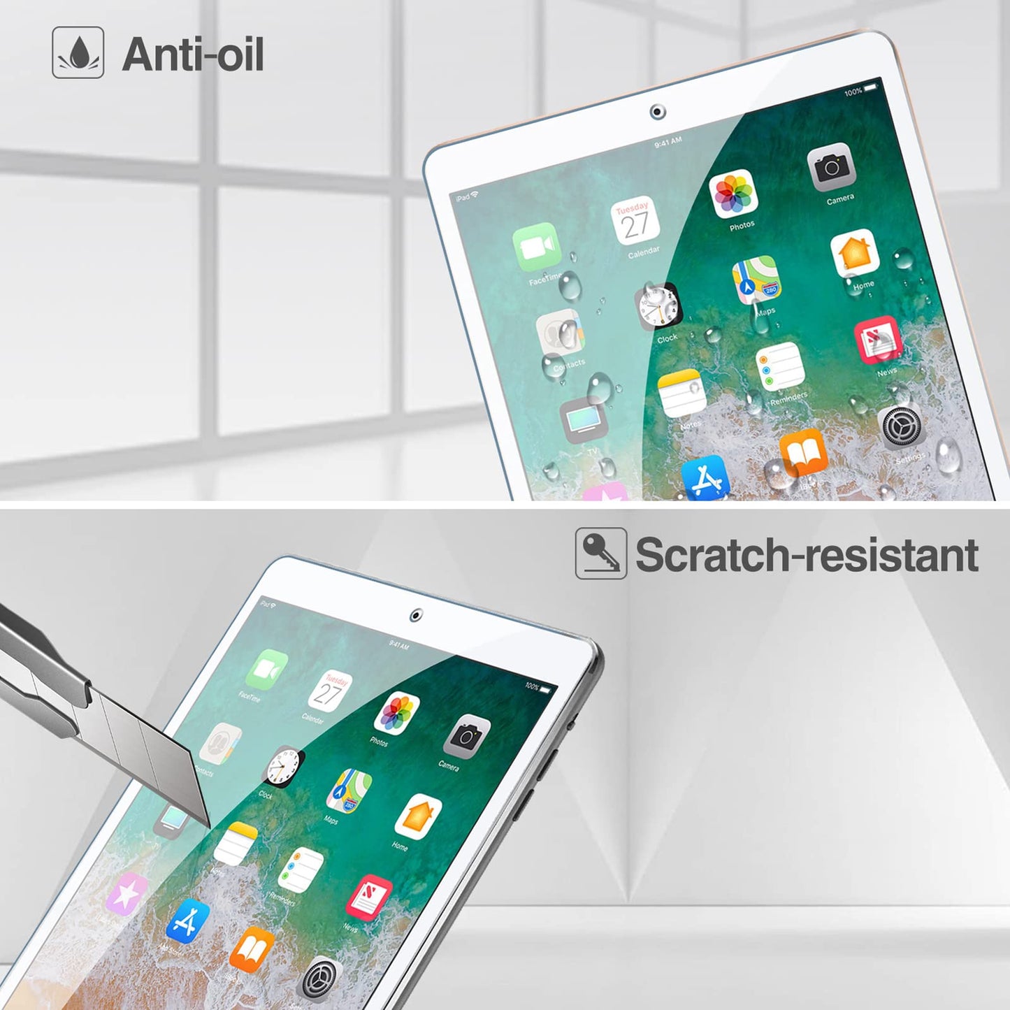 ProCase 2 Pack Screen Protector for iPad 9th 8th 7th Generation 10.2 Inch (2021/2020/2019), Tempered Glass Film for A2602 A2603 A2270 A2197 -Clear