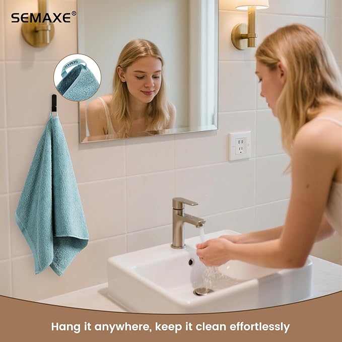 SEMAXE 12 Pack Hand Towels for Bathroom, 100% Cotton Towels