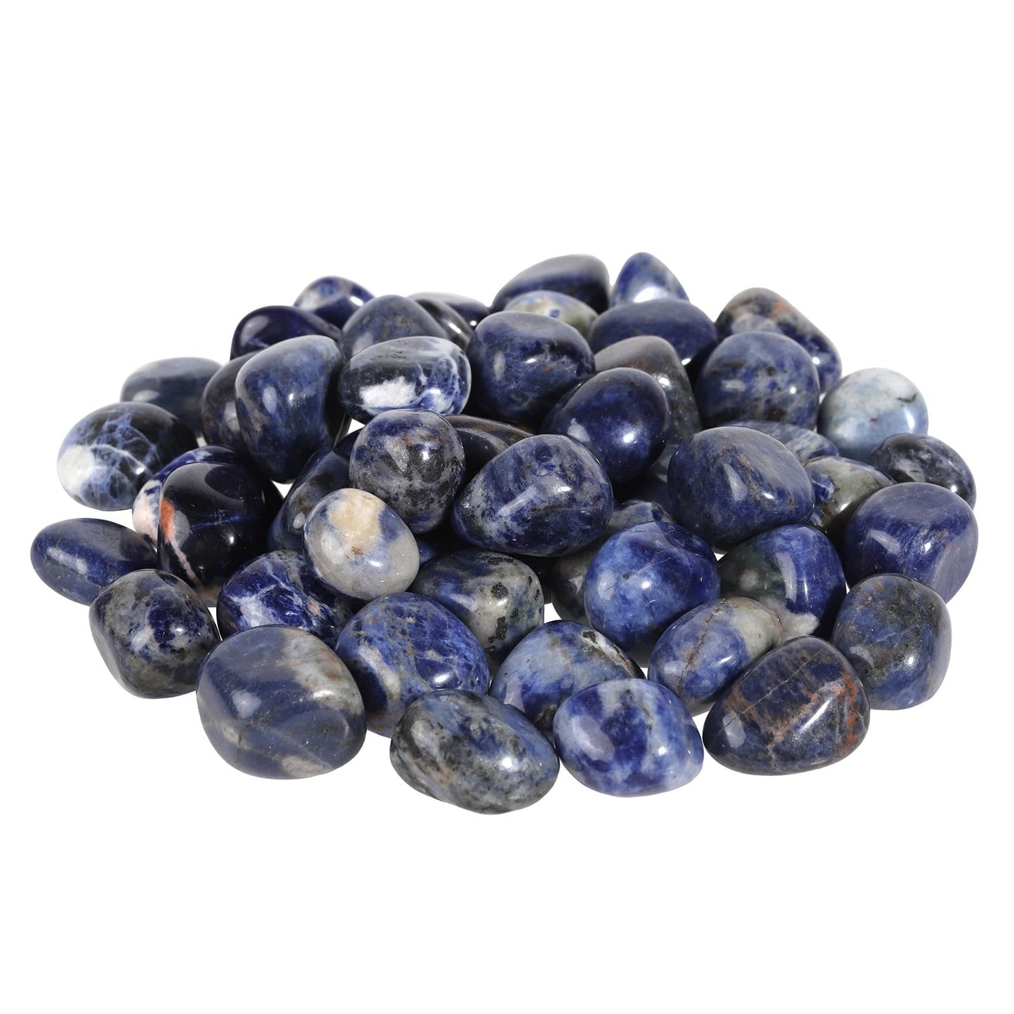 TUMBEELLUWA 1 LB Sodalite Tumbled Stones Bulk for Crafts Vase Filler Landscape Decor, Natural Healing Crystal for Meditation Witchcraft