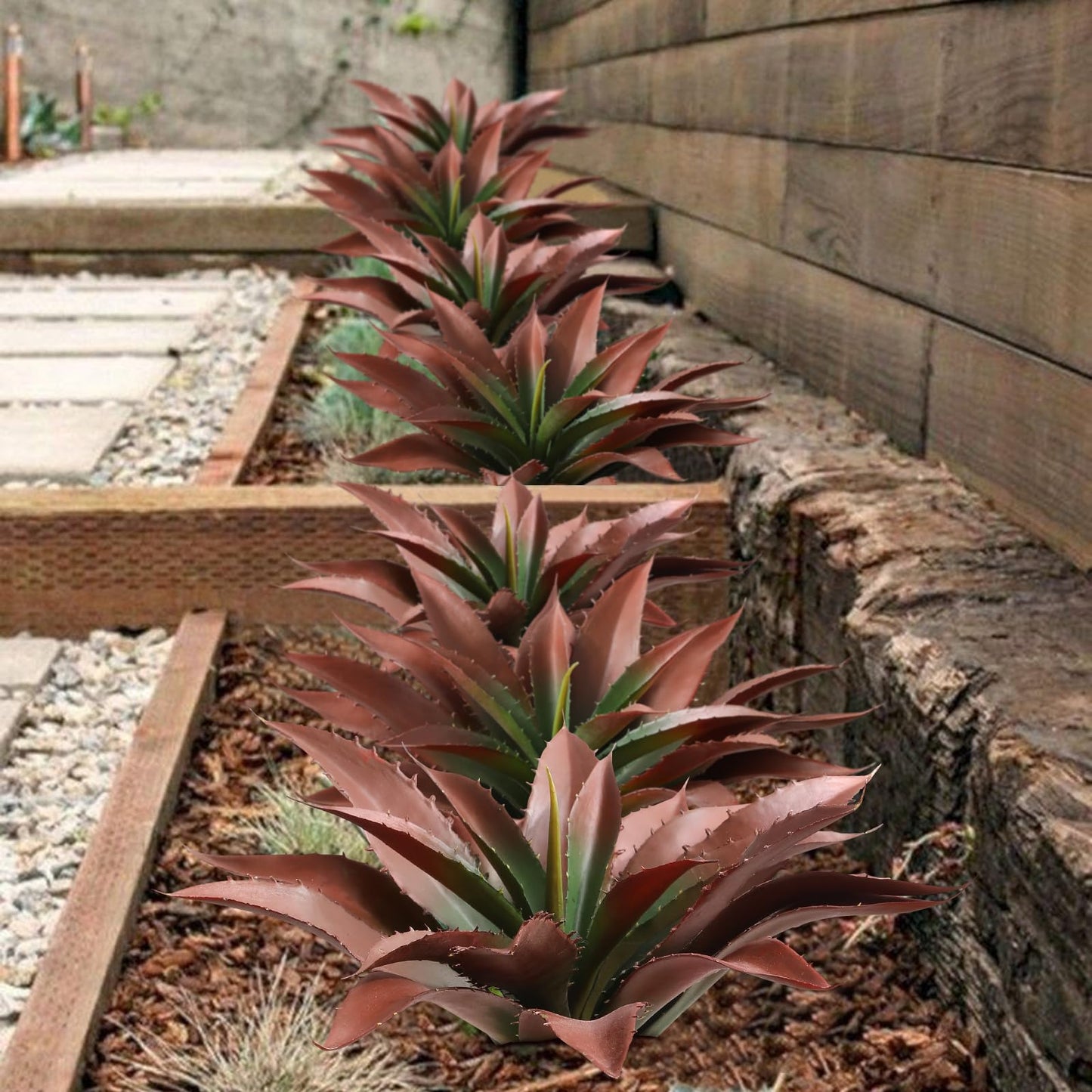 JUSTOYOU Large Artificial Succulents Aloe Plants Real Touch Fake Flowers Unpotted for Home Wedding Festival Arrangement (1, Green-Red)