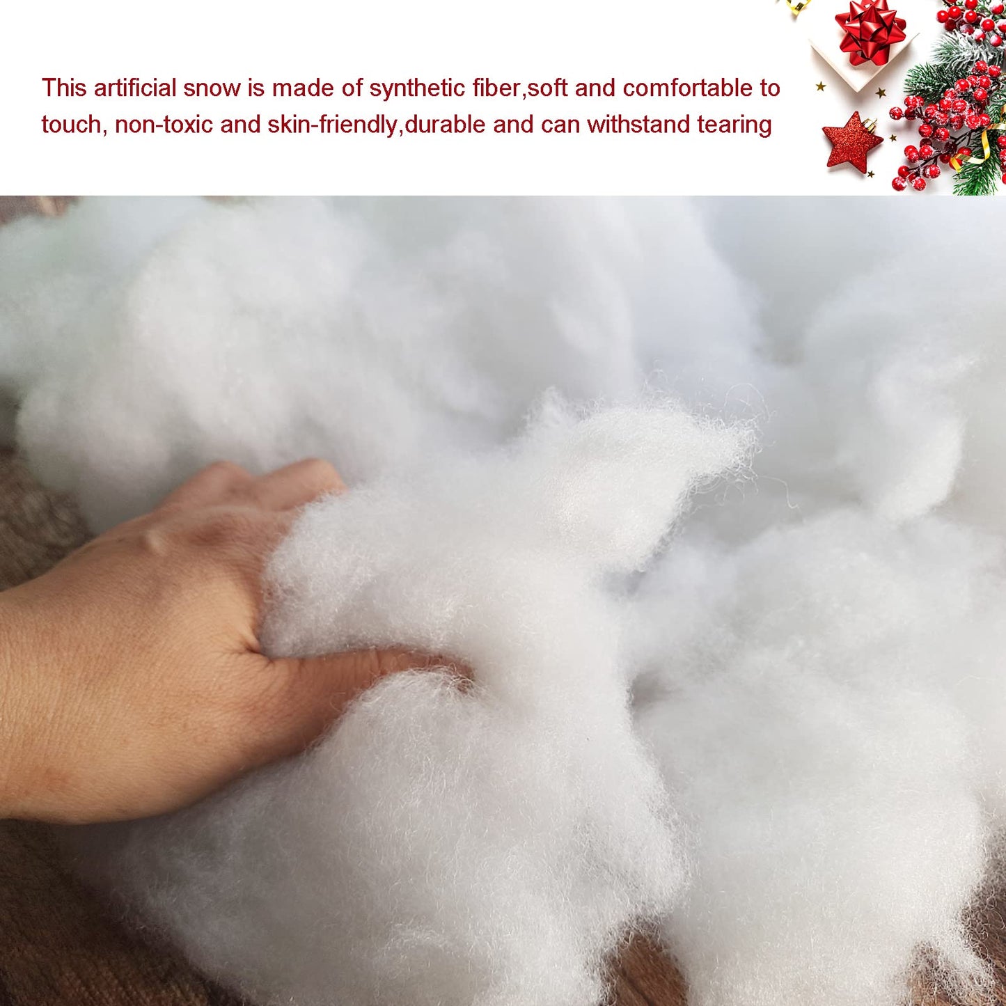 Pextian Christmas Fake Snow Decor, Artificial Snow Fluff Decoration, Cotton Snow for Winter Village, Flame Resistant Indoor Snow Blanket for Nativity, Christmas Decoration(5.6 OZ)