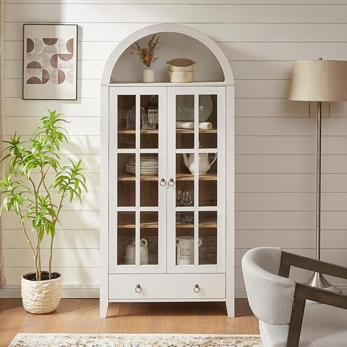 RowyPoey Farmhouse Arched Cabinet