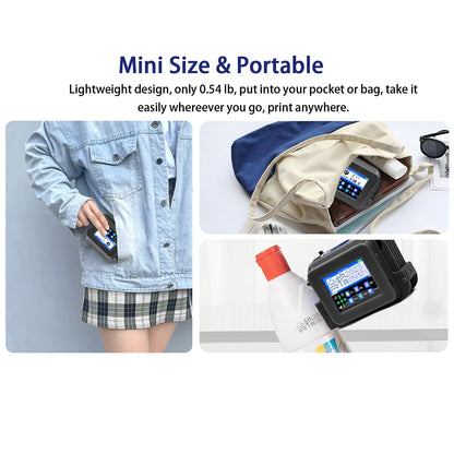 Eurannit XMINI Handheld Inkjet Printer, Portable Mini Inkjet Coding Machine 0.5 inch Nozzle with ER520 Fast Drying Ink Cartridge, for Text Date Barcode Batch Number Image Logo on Any Surface