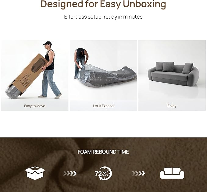 SICOTAS 90.6" Curved Convertible Sofa Couch Bed