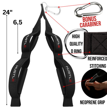 Hustle Athletics Tricep Rope Cable Attachments For Gym Use - Perfect Gym Equipment For Home/Gym Accessories - Multi Workout Rope Cable Machine Attachment -Best Gym Rope Grip With 4 Anti-slip Handles