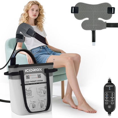 Cold Therapy Machine, Programmable Ice Machine for Shoulder After Surgery, Portable Shoulder Replacement Recovery System, Cryotherapy Pain Relief w/Compression Pad