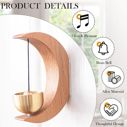 Magnetic Brass Bell for Door Opening (Beech Wood Prosperity Bird Door Chime)
