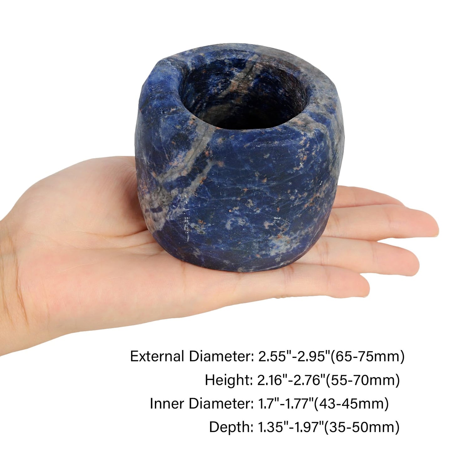 rockcloud Natural Raw Blue Sodalite Taper Tea Light Candle Holder Air Plant Holder Healing Stone Home Decoration Figurine