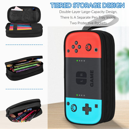 TILYTADLY Large Pencil Case for Boys - Boys Pencil Pouch with Zipper Compartments - Big Capacity Pen Box Gamer Pen Bag Organizer for Kids Teens School