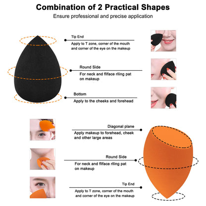 12 Pieces Professional Makeup Sponge Set,Latex Free Flawless Soft Setting Face Puffs,Multicolor Beauty Sponge Blender Cosmetic Applicator for Powder,Liquid,Facial Makeup Tools