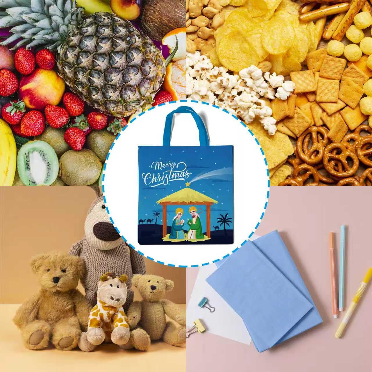 Lyosehy 12PCS Christmas Nativity Non Woven Bags Merry Christmas Goodie Bags Bulk with Handle Joy to the World Party Treat Bags for Jesus Holiday Theme Birthday Party Supplies Decorations