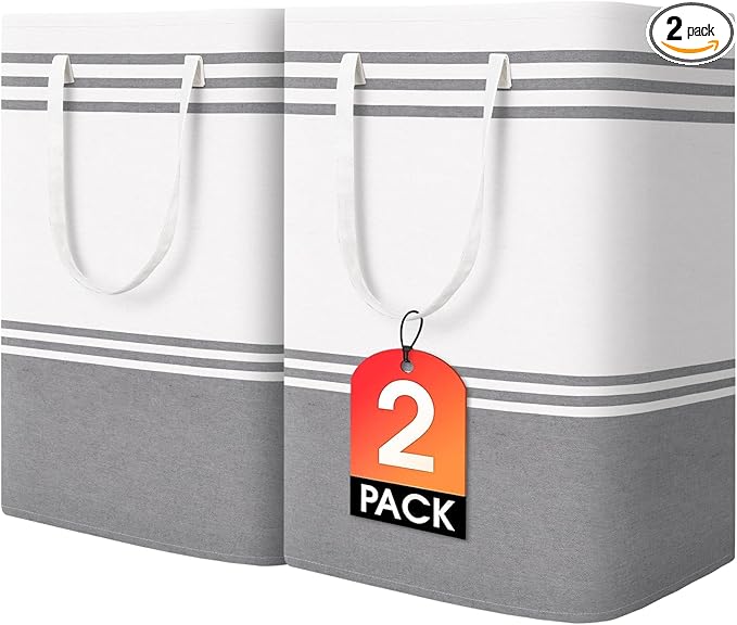 2 Pack Large Home Laundry Basket, Laundry Hamper, Freestanding Waterproof Dirty