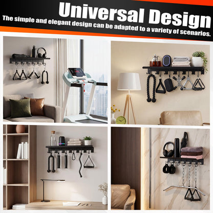 Novabright Double Row Hooks Floating Shelf Compatible with Tonal Accessories, T-bracket Lock Adapters Hanger, Wall Mount Home Gym Storage Rack for Fitness Equipment