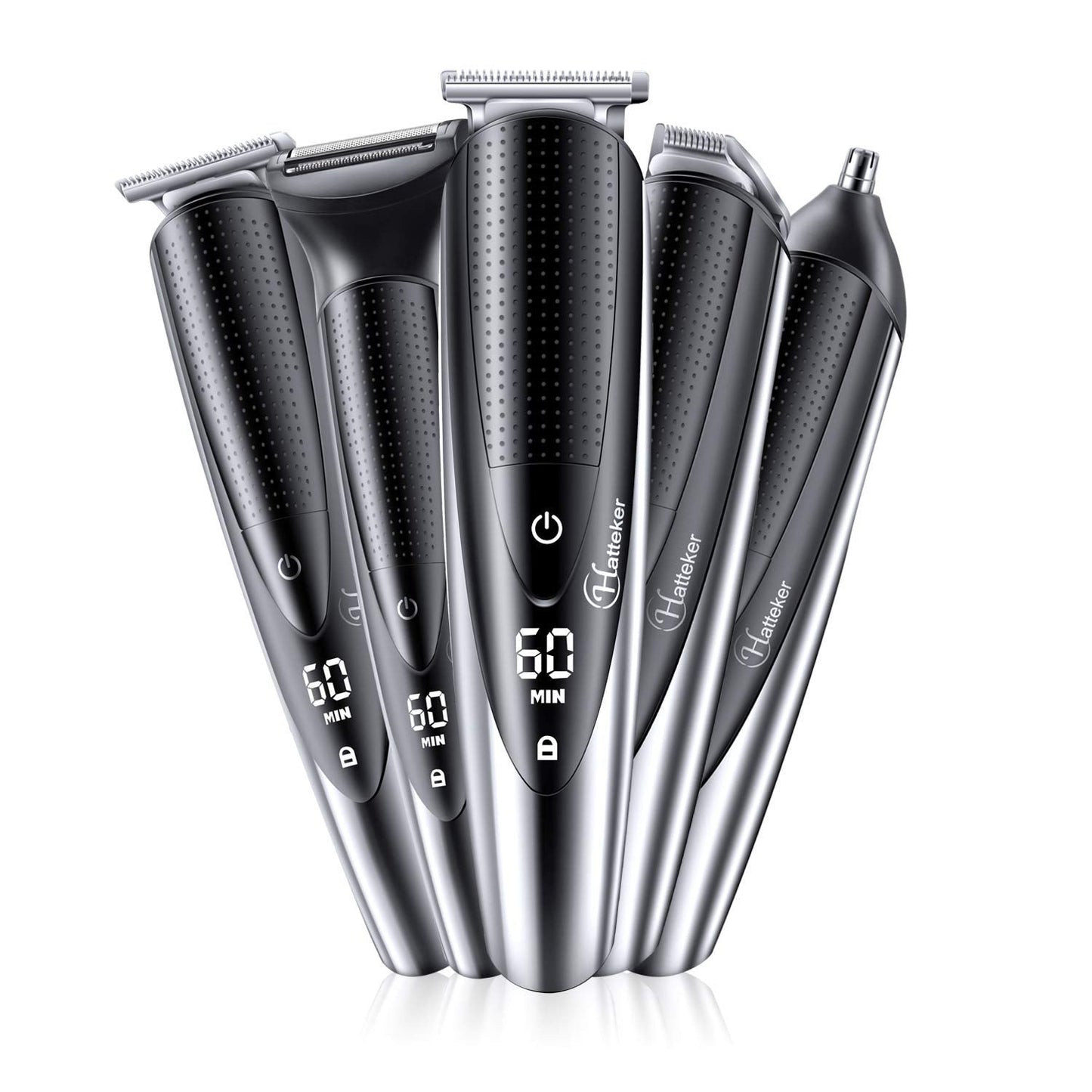 Hatteker Mens Beard Trimmer Grooming kit Hair Trimmer Mustache Trimmer Body Groomer for Nose Ear Facial Hair Cordless Waterproof 5 in 1