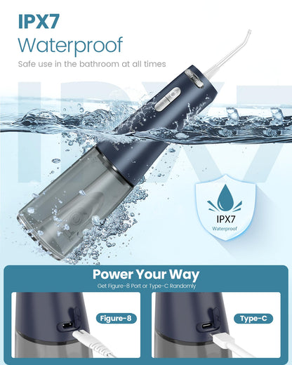 Onlyone Water Dental Flosser, 300ML Portable Oral Irrigator for Teeth, 4 Modes and 5 Jet Tips,Rechargeable Irrigation Cleaner,Electric Flossing Machine Power Flossers & Irrigator Accessories White