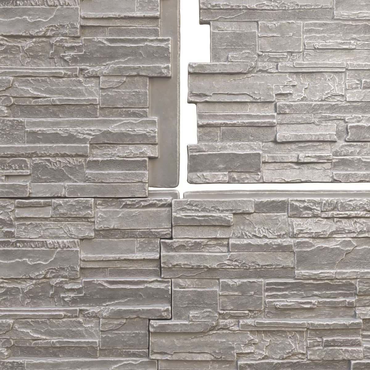 EverStone Cascade Faux Stone Panel, 48 5/8"W x 24 3/4"H x 1 1/4"D, Grey Granite Color