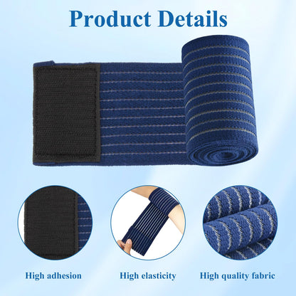 4-Pack Ice Pack Straps, Reusable & Stretchable – 35.5"x3" Adjustable Elastic Wrap with Hook and Loop Closure, Secure Ice Pack Holder for Cold Therapy (Blue)