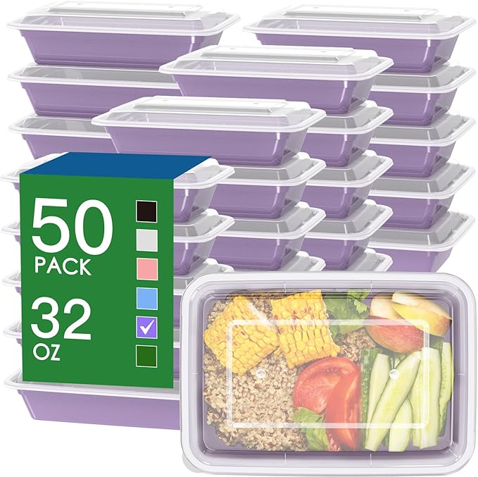 50 Pack 32 oz Meal Prep Containers Reusable
