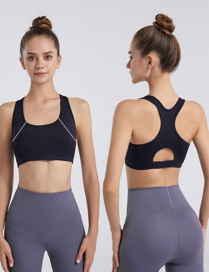 Sports Bras Women High Impact, Seamless Racer Back Padded Support Comfort Bra, Adjustable Running Bra Women High Impact, Ladies Sports Bras for Yoga Gym Workout Fitness Black(M)